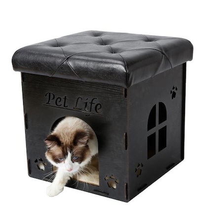 Foldaway Collapsible Designer Cat House Furniture Bench; Black - One Size